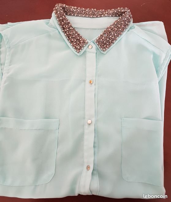 Chemisier-tunique transparent vert d'eau en voile taille L Vêtements