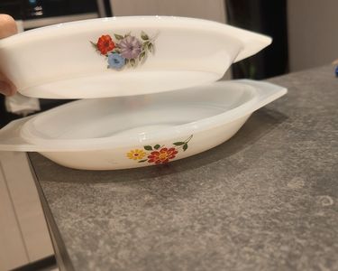 Plat à Four Arcopal Vintage - Décor Marguerites - 2 Anses - Bon État