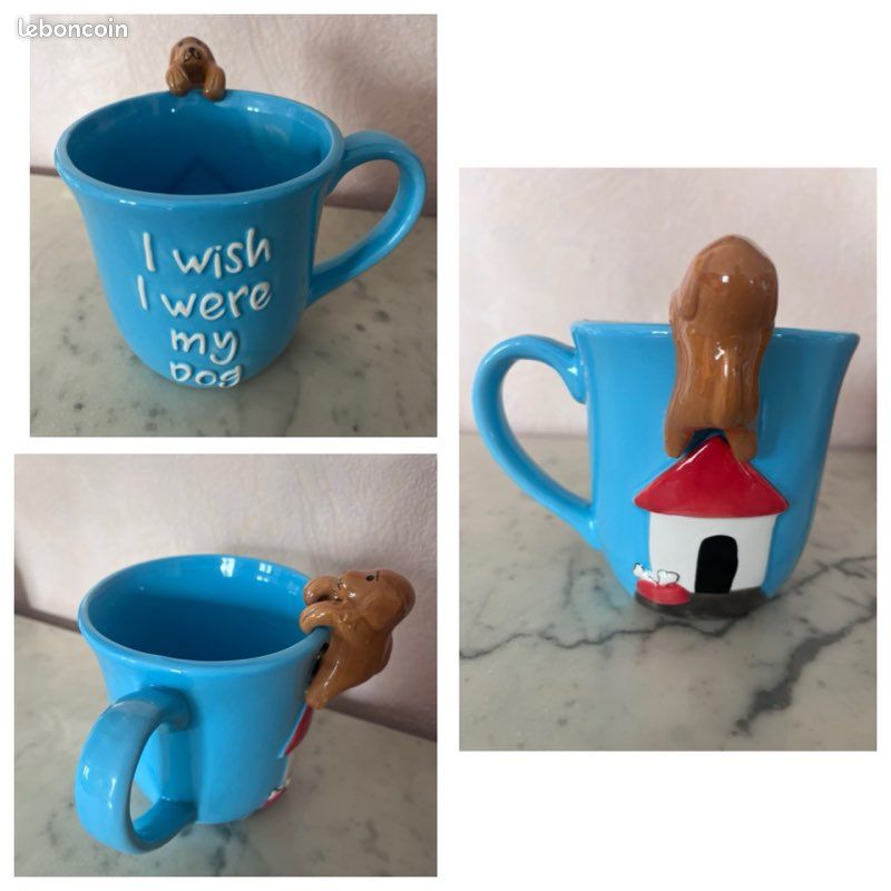 Tasse Epagneul Breton - Mug Bleu Avec Chien - J'aime Art-Dog - AGA