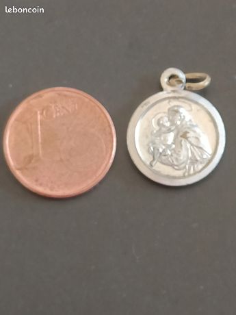 Pendentif Médaillon Saint Antoine En Argent 925 - Relief, Rond, Occasion Unisexe