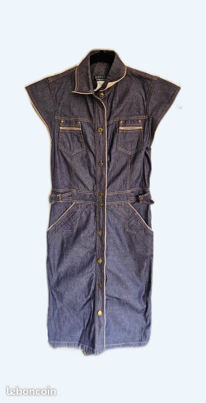 white christmas dresses Skylar Short Sleeve Denim Mini Dress in medium wash main image 0
