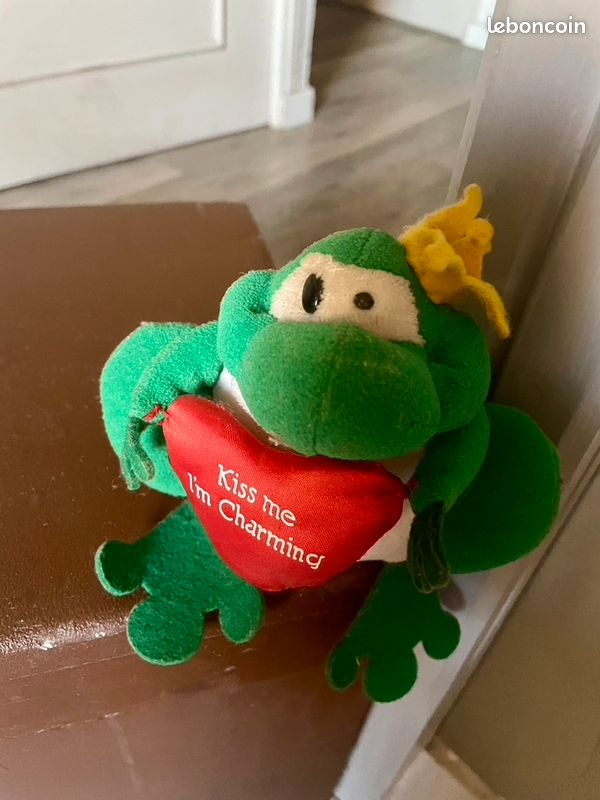 Peluche Grenouille Vintage Prince Charmant Kitsch "Kiss Me" (image 1)