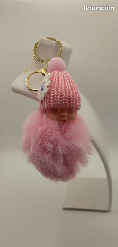 Porte-clés / Bijou De Sac – Quartz Rose Et Cubes Fantaisie – Fillette