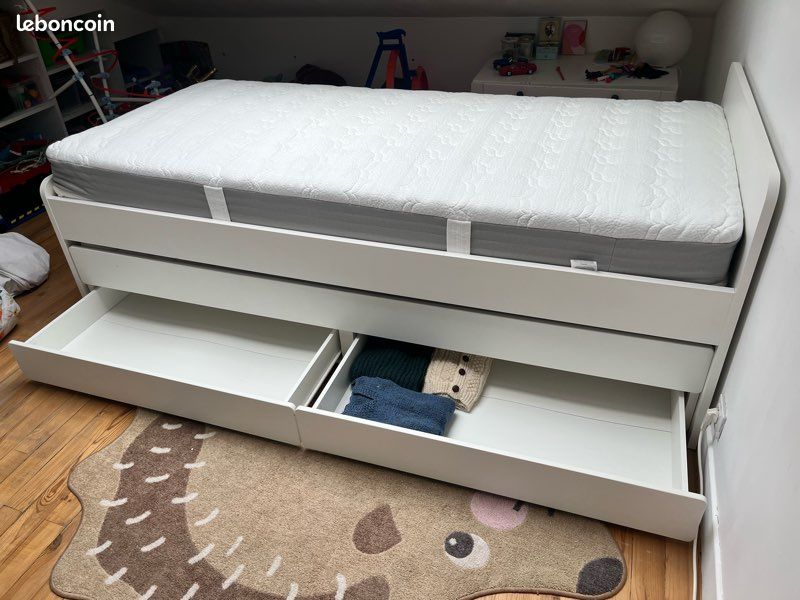 Lit Slakt IKEA tiroirs - 2 matelas (image 6)