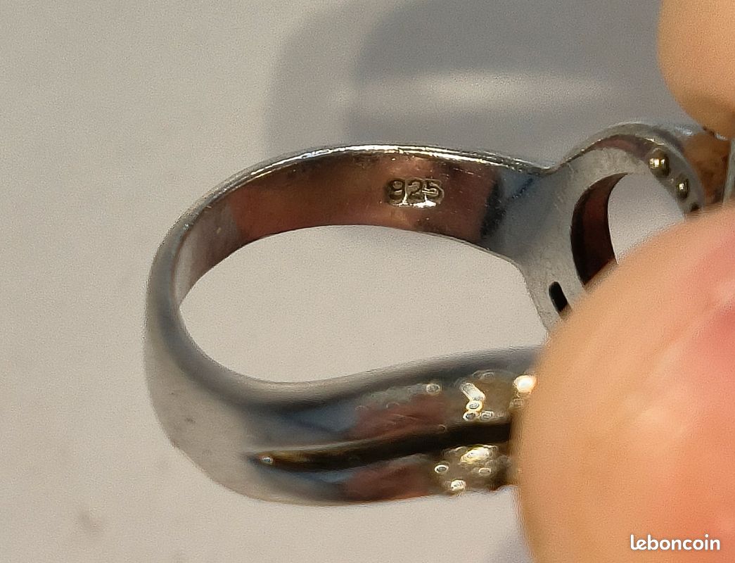 Bague argent massif 925 et fleur violette (image 3)