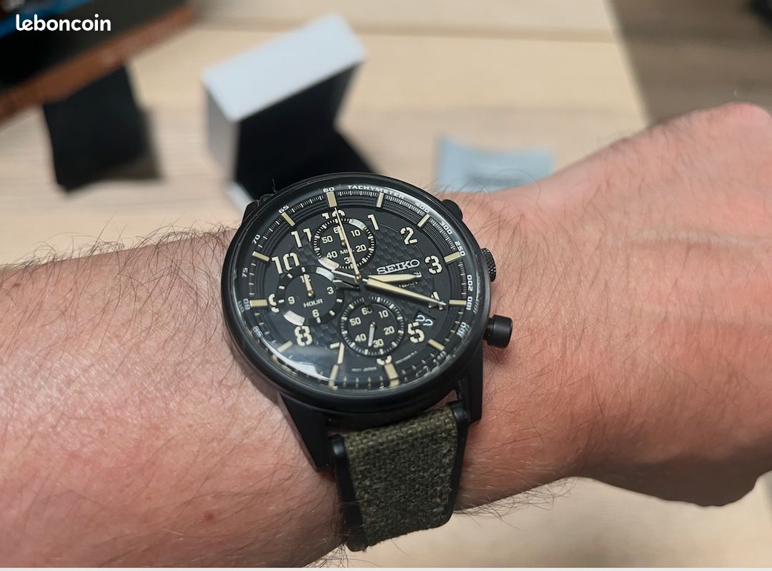 Montre Homme Seiko SSB373P1 Quartz Chrono Bracelet Kaki Montres