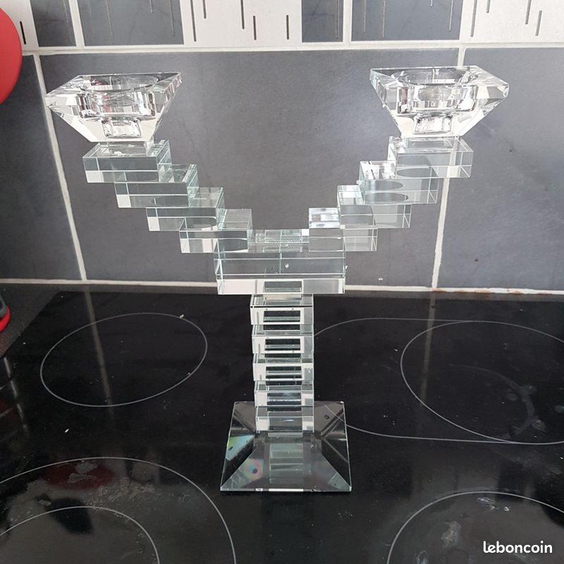 Chandelier en verre bougeoir 2 bougies (image 2)