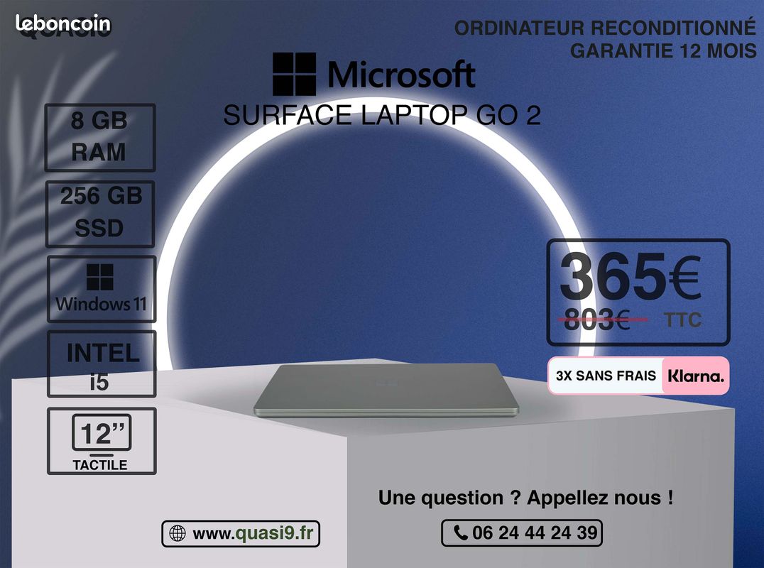 Microsoft Surface Laptop Go 2 (Windows 11, écran tactile 12,4