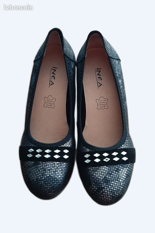 Ballerines Impact Cuir Bleu Taille 37 - Neuf Avec Emballage - Destockage