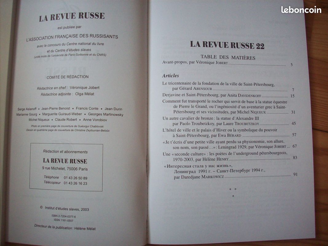 LA REVUE RUSSE numéros 22 26 28 34 de 2003 2005 2006 2010 Institut d'études slaves - 300 ans Saint Pétersbourg, Littérature russe à l'aube du XXIe siècle, Le XXe Congrès et la culture, Vues de GOGOL (image 11)
