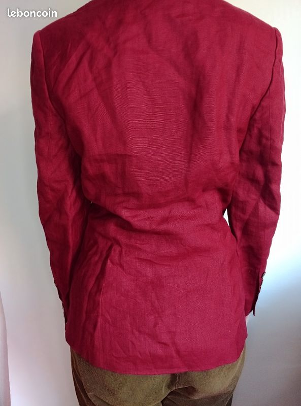 Veste à Col Mao Rouge Vif Pour Femme – Taille M En Polyester