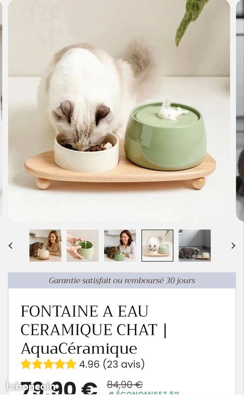 Fontaine a eau céramique chat + gamelle (image 1)