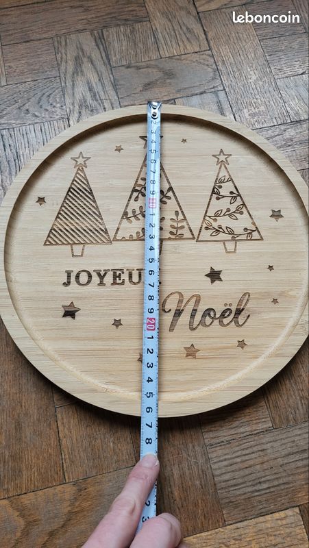Plateau De Service Rond En Cuir Pailleté Doré - Motif Sapin De Noël | 30 Cm De Diamètre | Pour Salon, Chambre, Salle De Bain
