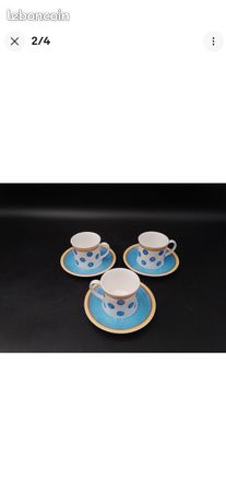 Lot De 3 Tasses à Café Avec Soucoupes Vintage Villeroy & Boch - Modèle Twit Anna - Porcelaine