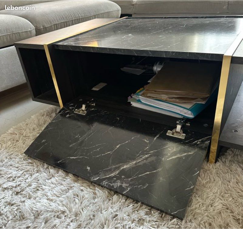 Table basse avec rangement effet marbre (image 3)