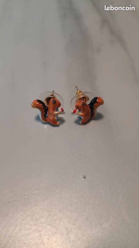 Boucles D'oreilles Bohème En Cuir Forme écureuil - Colorées, Légères, Crochets Argent 925, Cadeau Femme