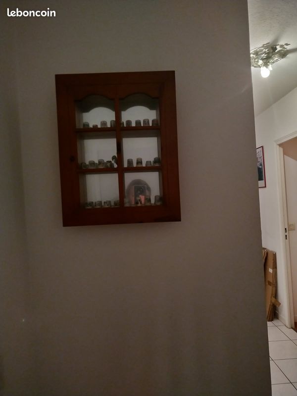 Vitrine de collection de dé à coudre. Capacité : 98 dés à coudre. Dimensions (largeur/profondeur/hauteur) : 50*5*40 cm. Finition vernis chêne. | Leroy Merlin