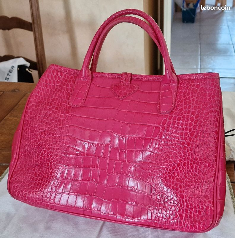 Très beau sac à main authentique LONGCHAMP en cuir rose (image 2)