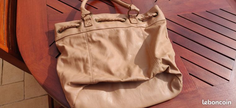 Sac à Main Vintage H.Diffusion Paris - Imitation Crocodile Fauve - Cuir Synthétique
