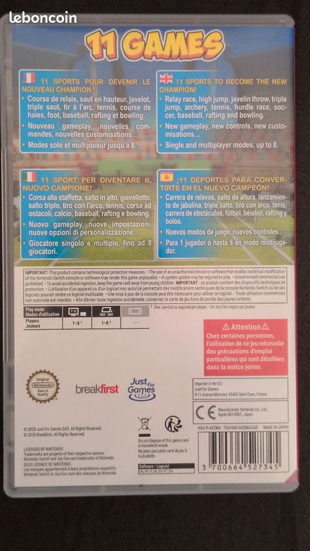 Instant Sport Summer Games Switch Switch Jeux vidéo