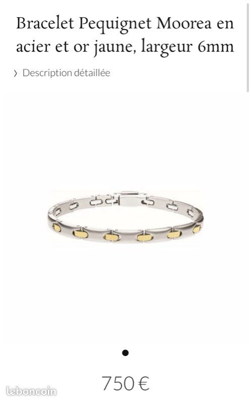 Bracelet Pequignet Moorea en acier et or jaune, largeur 6mm (image 3)