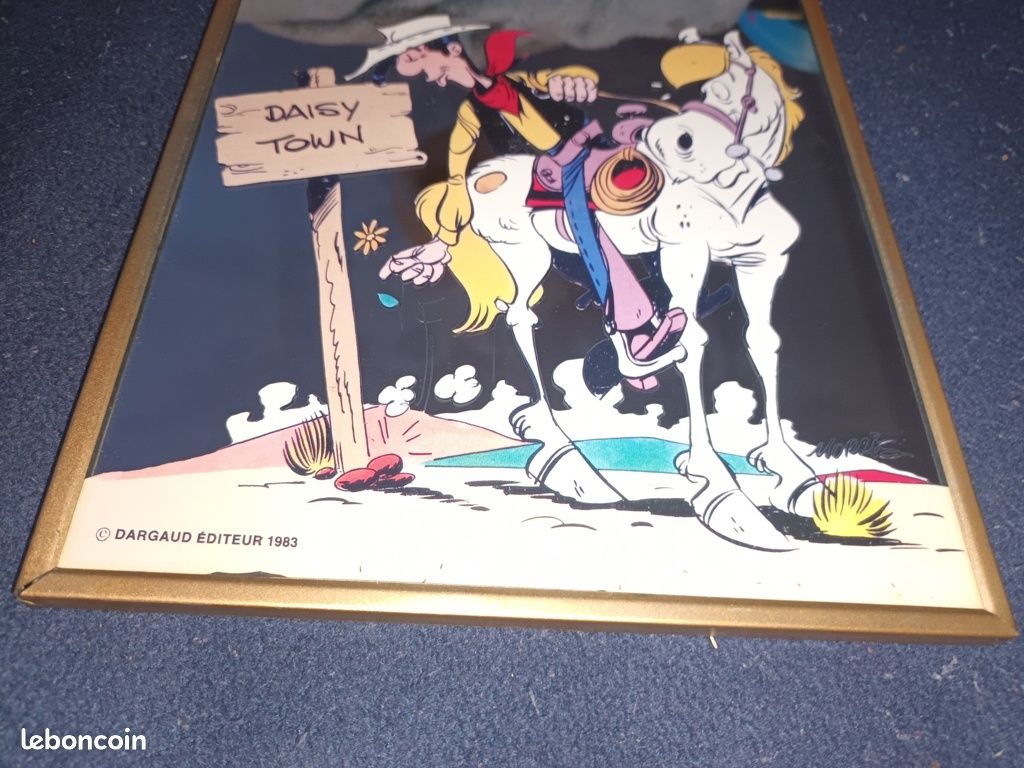 Cadre Miroir Ancien Lucky Luke Dargaud 1983 - Dimensions 20x25cm - Occasion