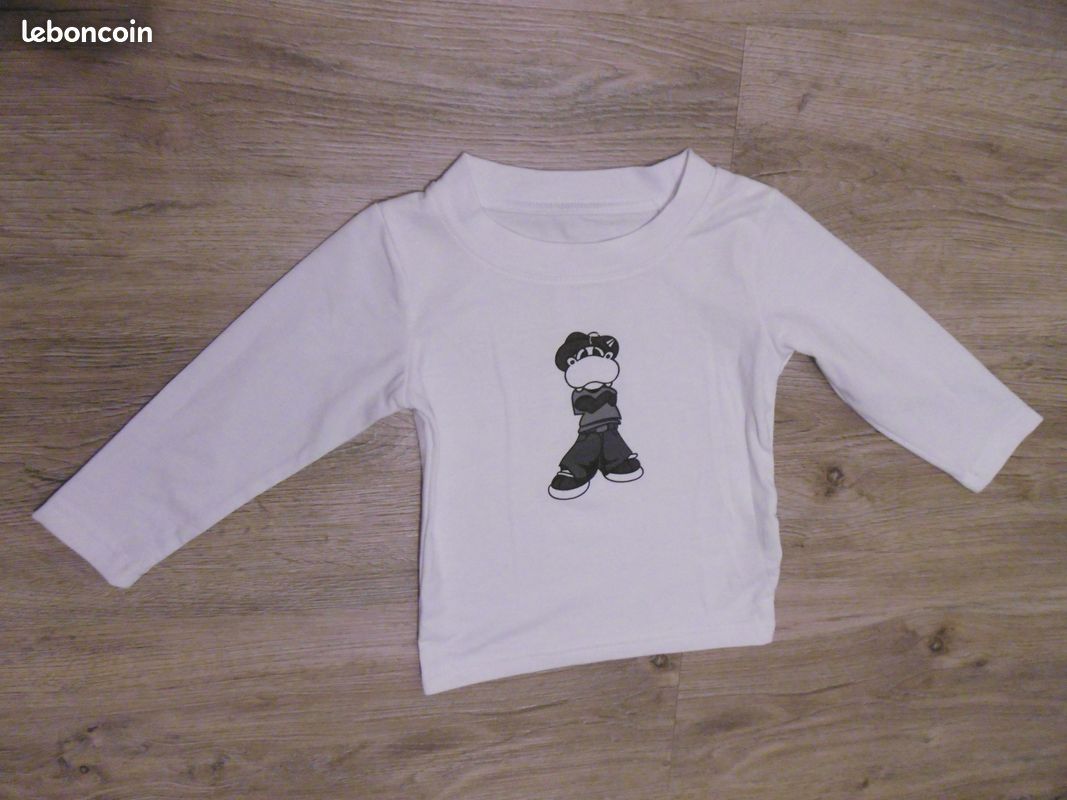 T-shirt 3 mois manches longues blanc neuf (image 1)