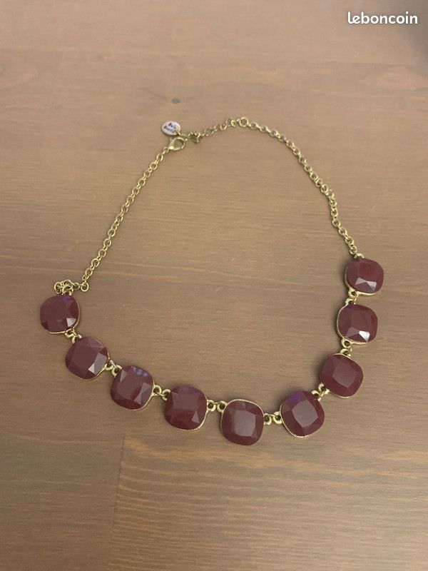 Collier bordeau et or (image 2)