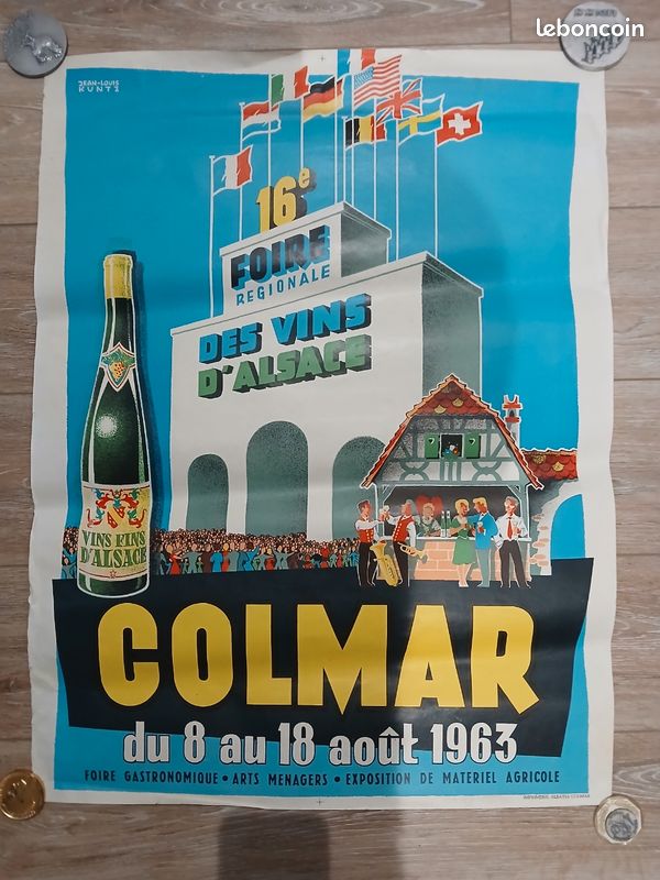 Poster Haute Qualité 50x70cm - Reproduction D'Affiche Vintage Foire Aux Vins De Colmar 1951