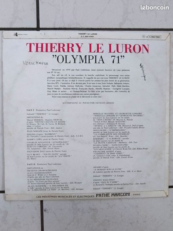 Disque vinyle de Thierry le Luron (image 2)
