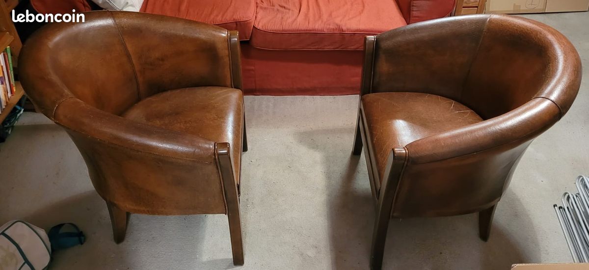 Fauteuils clubs cuir de mouton (image 1)
