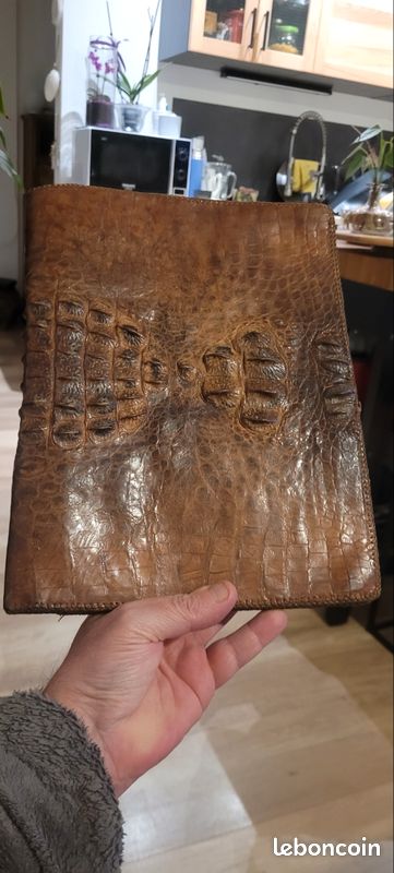 Porte-documents En Crocodile Véritable - Marron, Dimensions 38x27x13 Cm