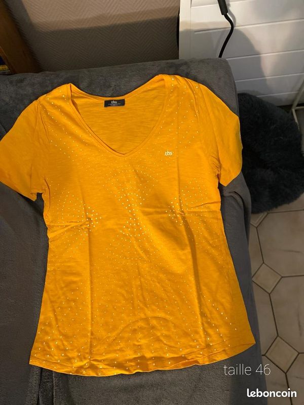 T-shirt moutarde taille 46 marque TBS (image 1)