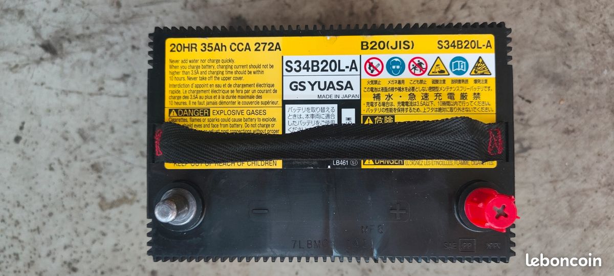 Batterie 35ah AGM YUASA S34B20R excellent état comme neuf auto/jet ski (image 1)