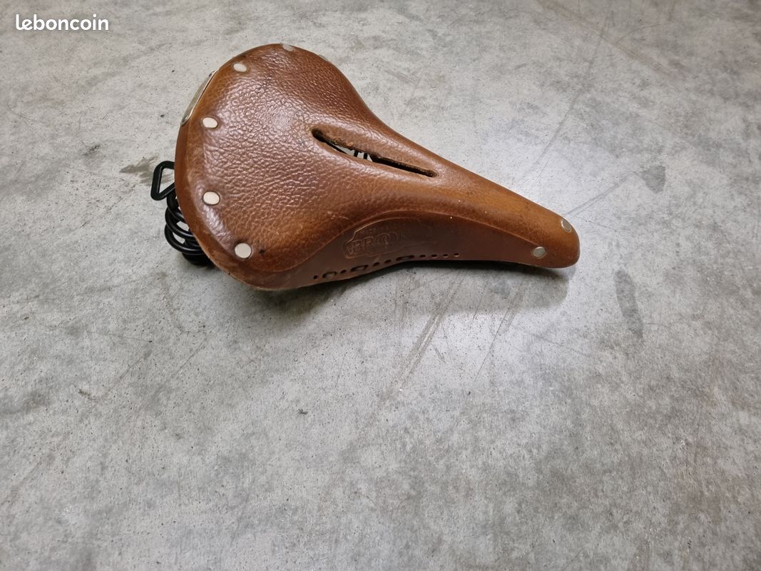 Brooks professionnel - Selle de vélo - Cuir marron - Gros clous en cuivre - Vintage - Selle - France