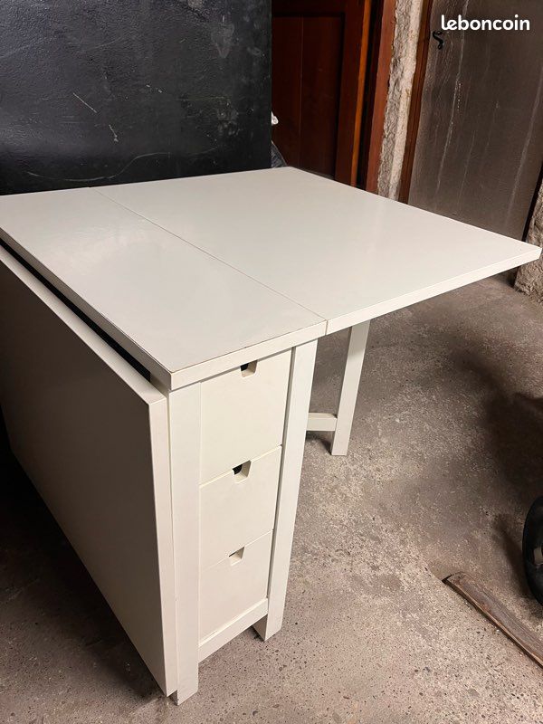 Table console extensible blanche Tbon état - 2 morceaux Alinéa 160cm x 80 cm gain de place (image 3)