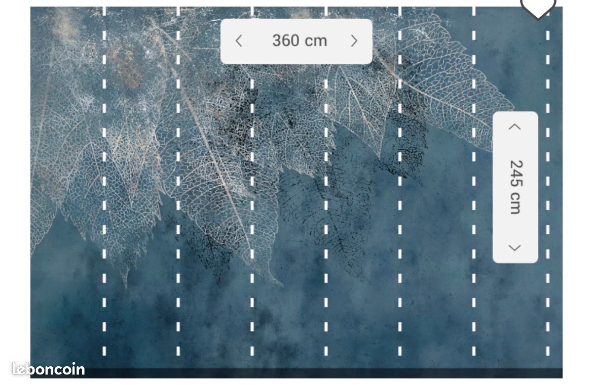 Papier peint panoramique feuilles sur fond bleu sombre (image 7)