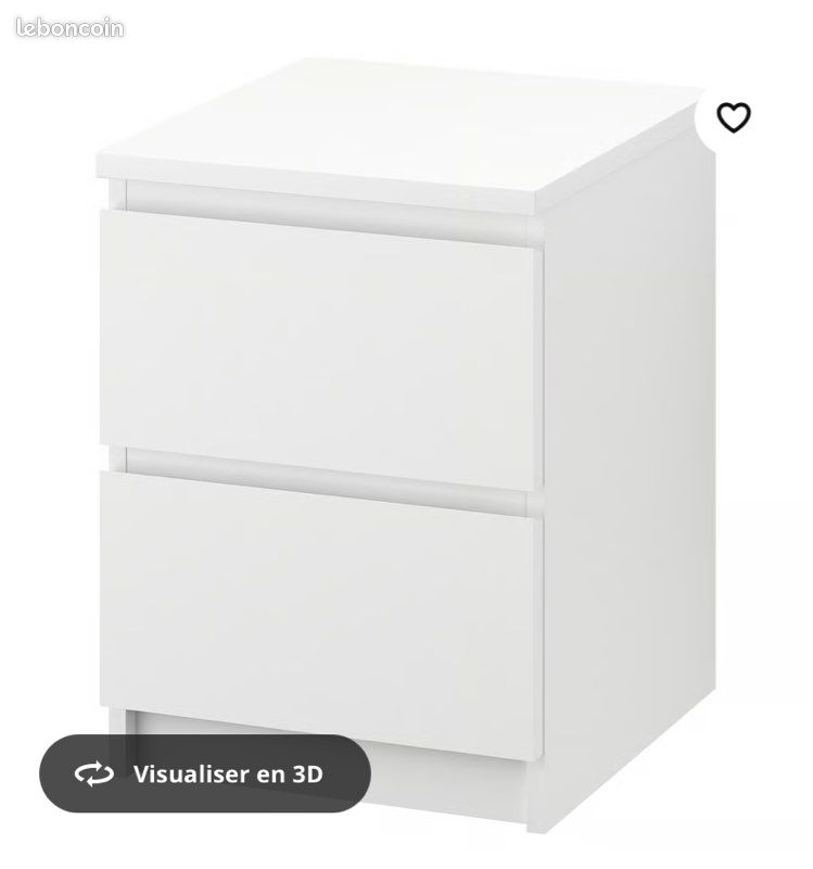Lot lit + table de nuit MALM Ikea (image 3)