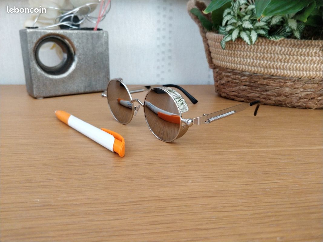 Lunettes de soleil vintage rétro années 70 - Jaune - Style aviateur