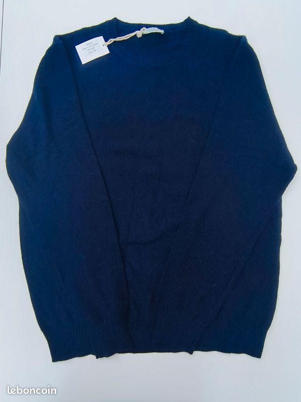 Pull Col Rond En Cachemire Bleu Marine Kiton Taille M - Neuf Avec étiquettes, Matière Luxe
