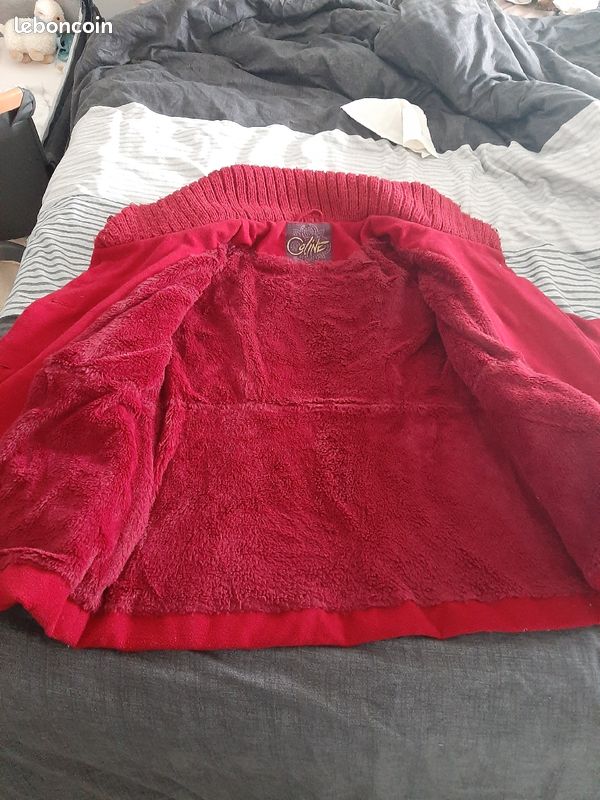 Manteau rouge velour femme coline (image 5)