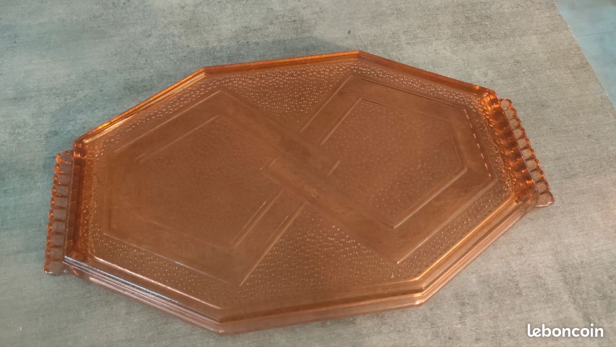 Plat verre rose art déco (image 2)