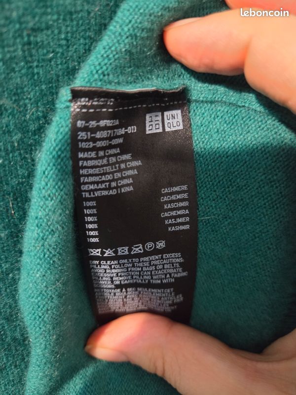 Pull Uniqlo Vert Coton Mélangé - Femme - Taille M - Manches Longues - Excellent état