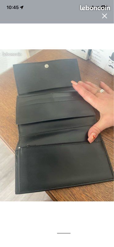 Porte feuille porte monnaie séquoia cuir noir bon état (image 2)