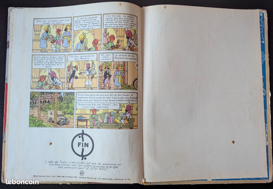 Tintin Les Cigares du pharaon B14 (EO couleurs française 1955) cotée 400 euros (image 18)
