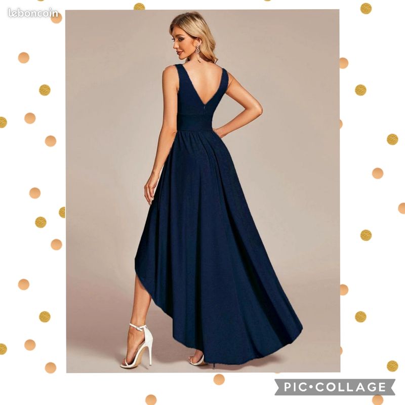 Robe D'été Bleu Marine 2026 – Taille L (3) – Midi – Excellent état – Coton