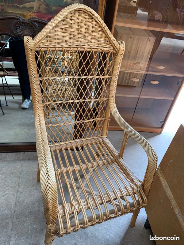 Grand fauteuil en rotin original (image 1)