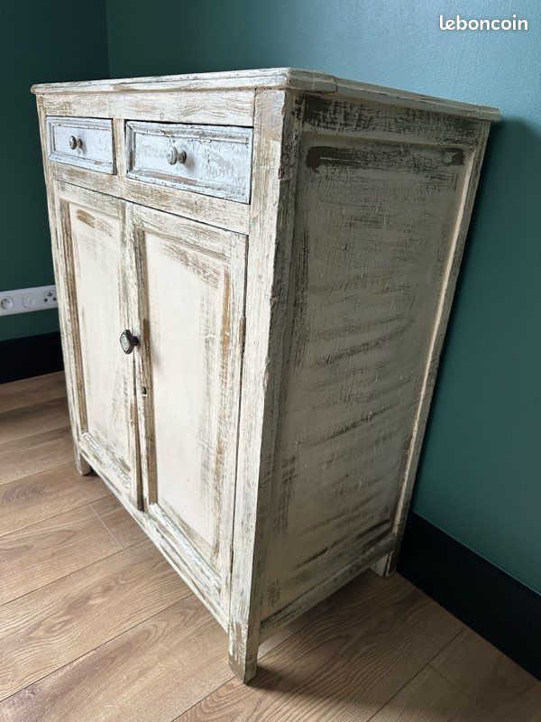 Meuble parisien vintage buffet étroit patiné (image 1)