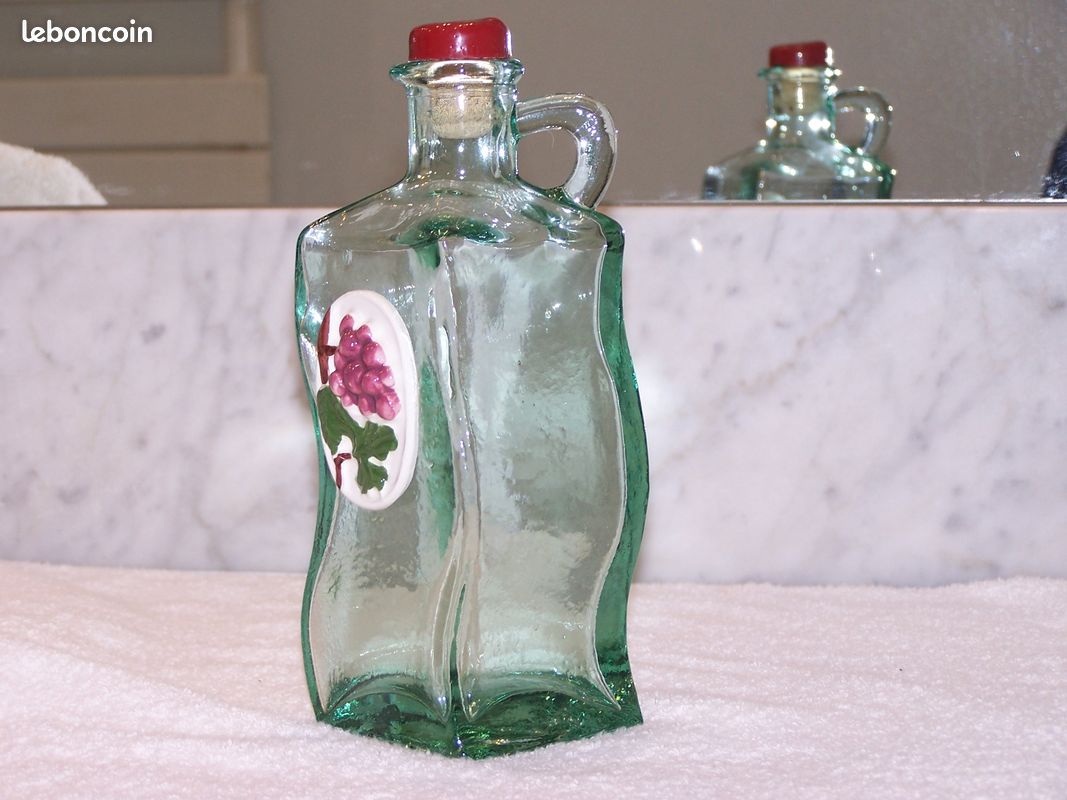Bouteille/Flacon déco ancien avec céramique,22 cm (image 1)
