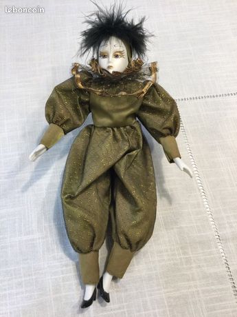 Poupee En Porcelaine Figurine Carnaval De Venise De 35 Cm X 2 Tbe